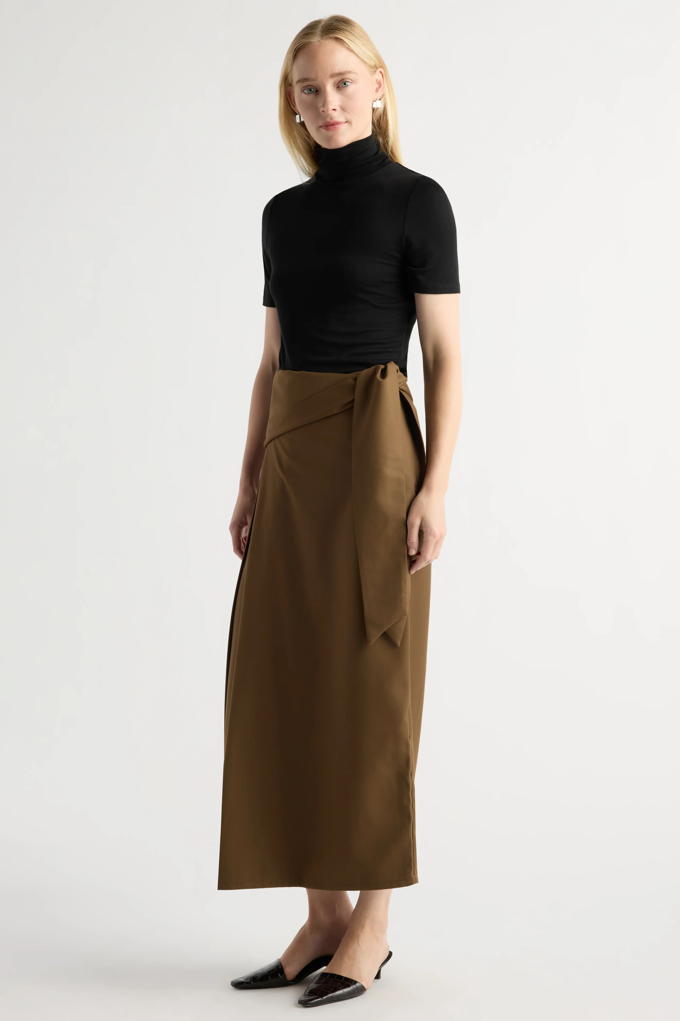 Elvira Tie-Waist Suiting Skirt