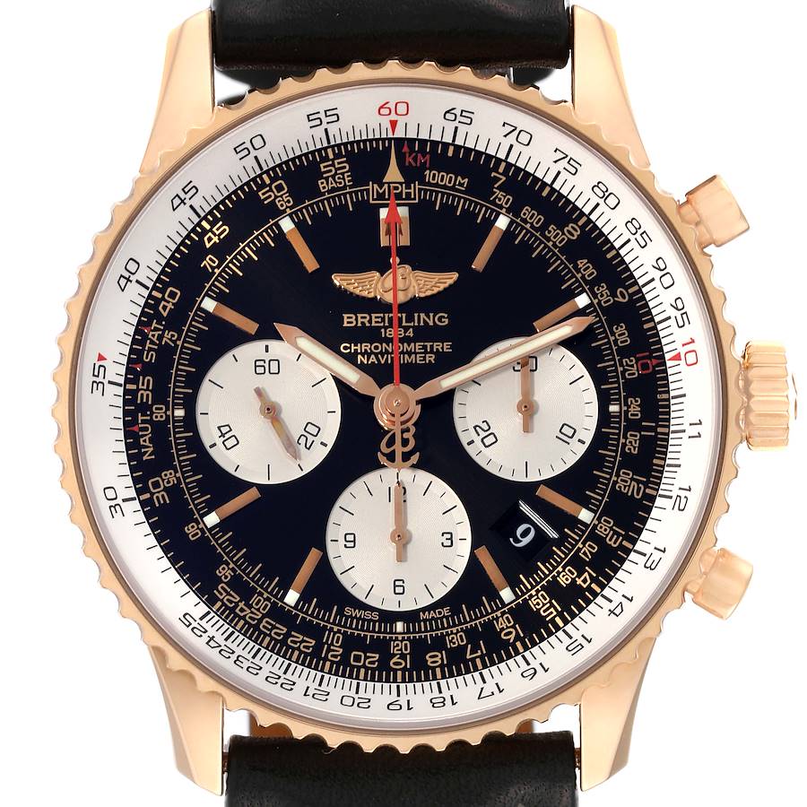 Breitling Navitimer 01 Rose Gold Black Dial Mens Watch RB0120