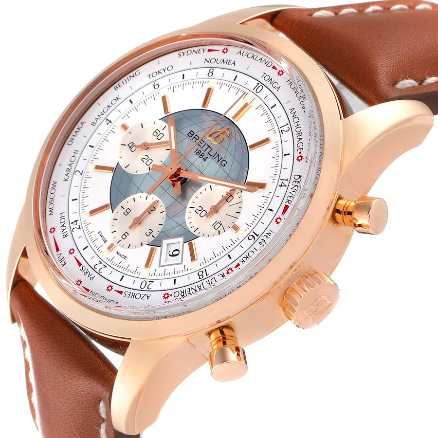 Breitling Transocean Chronograph Unitime Rose Gold Watch RB0510