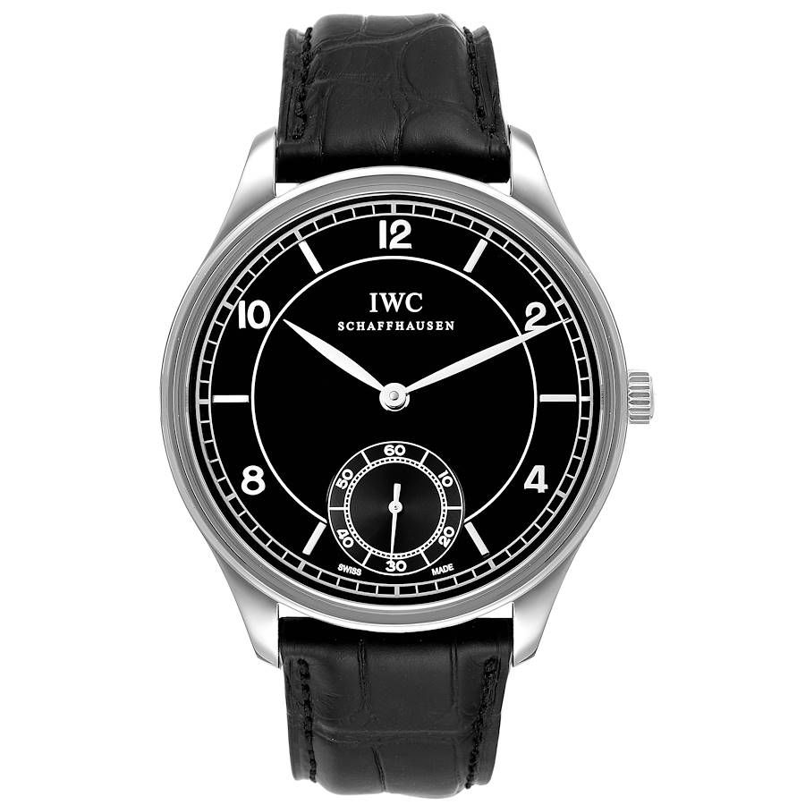 IWC Portuguese Black Dial Vintage Style Steel Mens Watch IW544501
