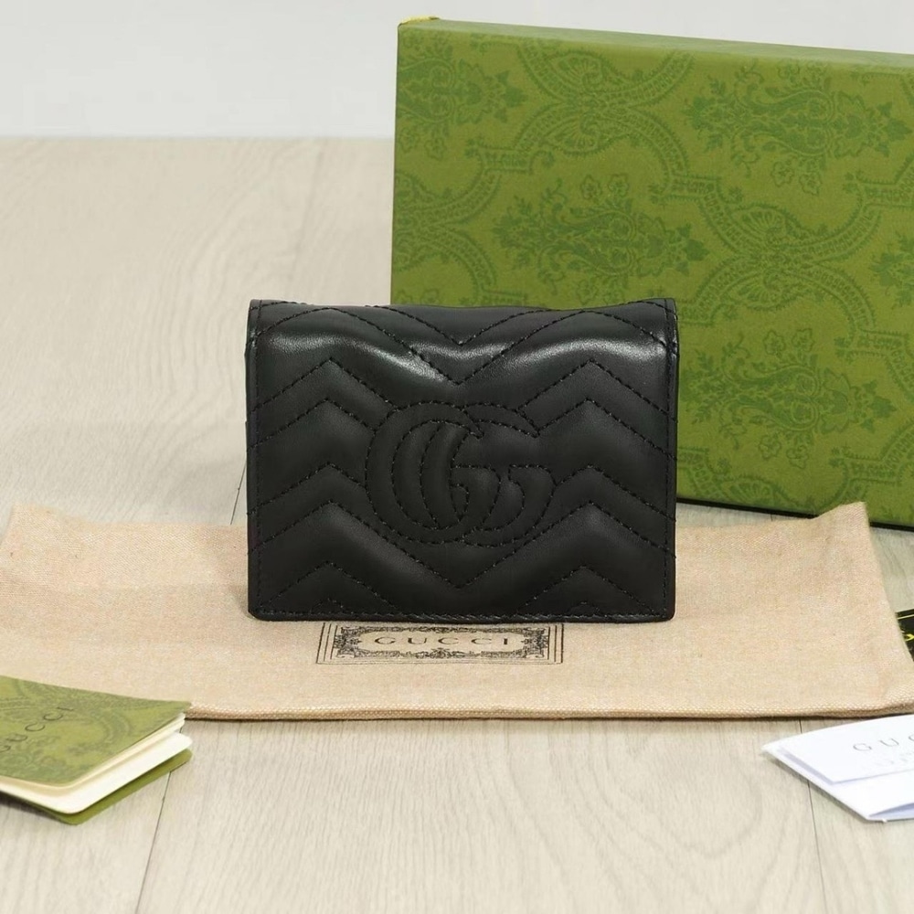 Gucci Gg Marmont Card Case Wallet Black 11cm 466492 Dtd1t 1000