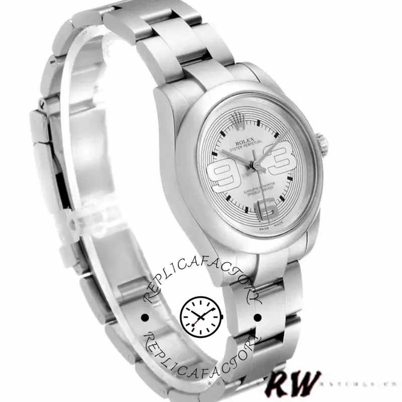 Rolex Oyster Perpetual 177200 Silver Maxi Arabic Dial 31mm Lady Replica Watch