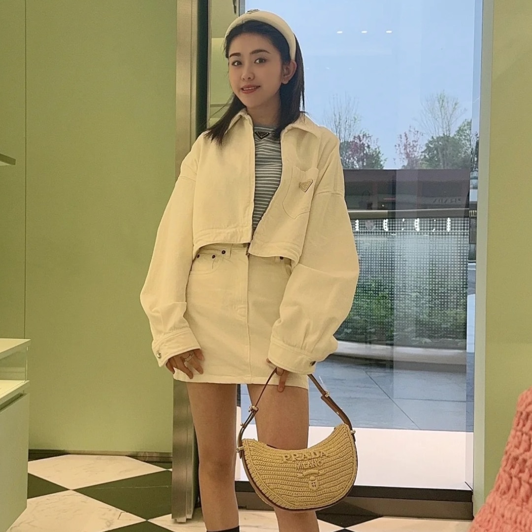 Prada Arqué Crochet Shoulder Bag Natural 22Cm 1Bc194 2M2T F0018 V Ouo