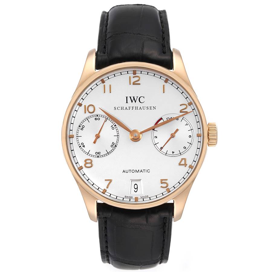 IWC Portugieser Automatic Rose Gold Silver Dial Mens Watch IW500701