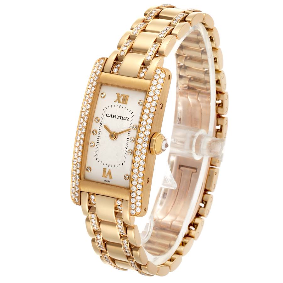 Cartier Tank Americaine Yellow Gold Diamond Ladies Watch WB7025JL