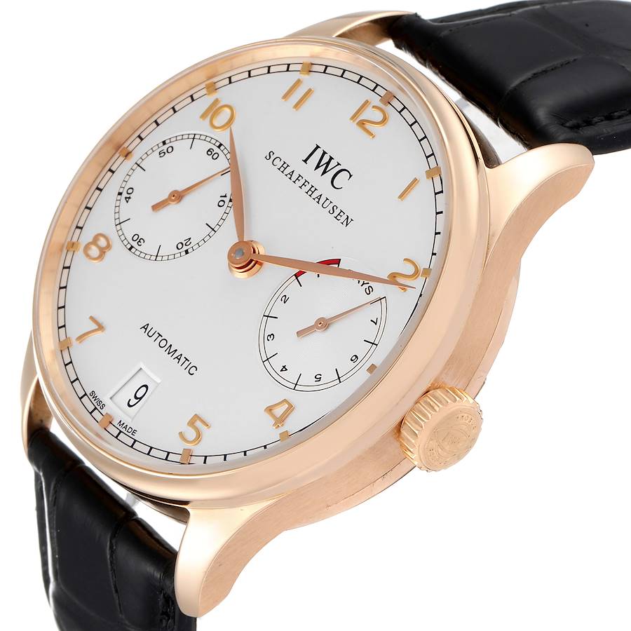 IWC Portuguese Chrono 7 Day 18k Rose Gold Mens Watch IW500004