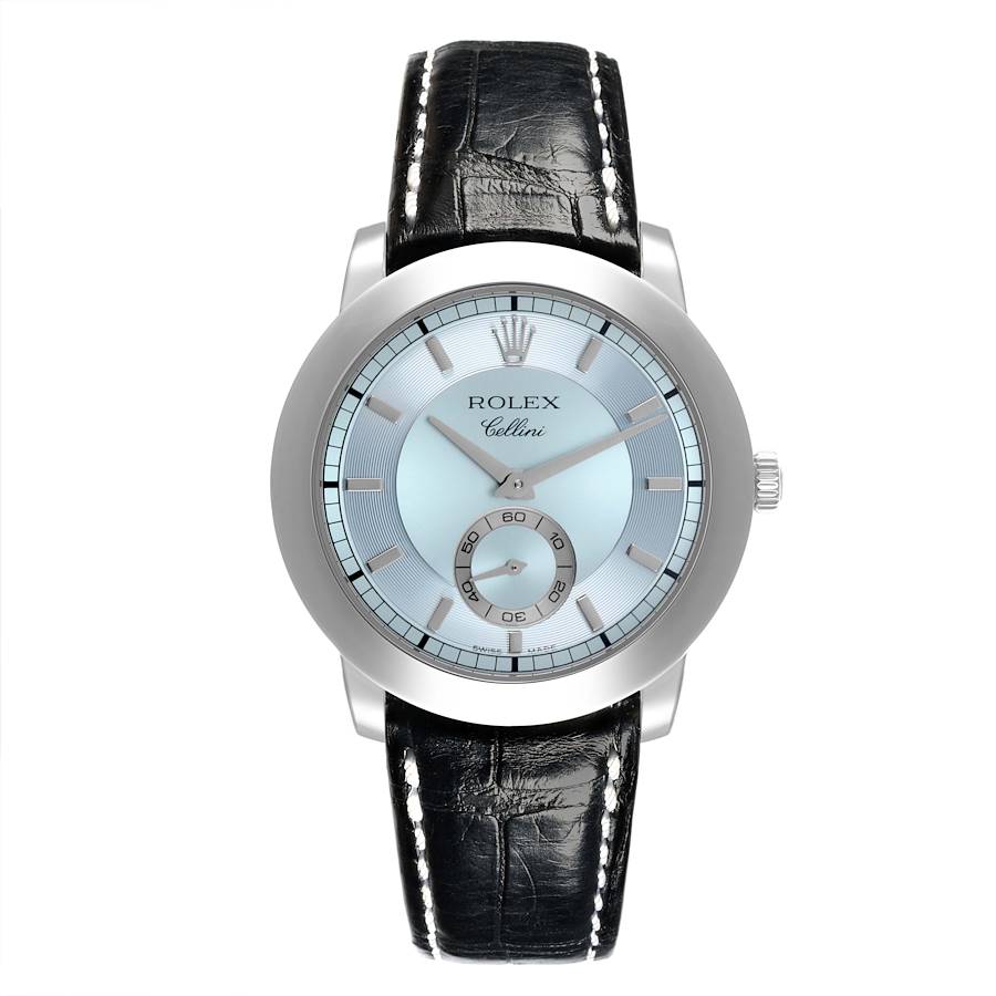 Rolex Cellini Cellinium 38 Platinum Glacier Blue Dial Mens Watch 5241