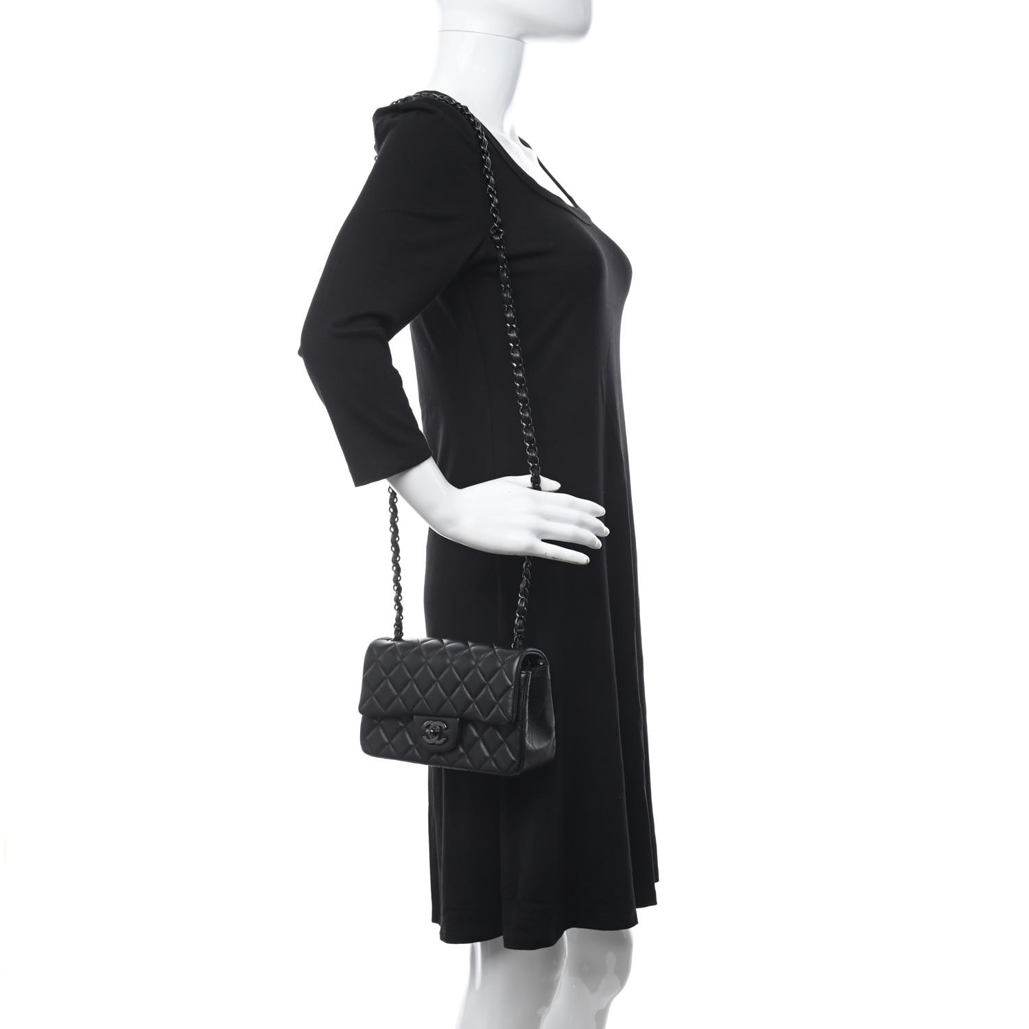 Lambskin Quilted Mini Rectangular Flap So Black