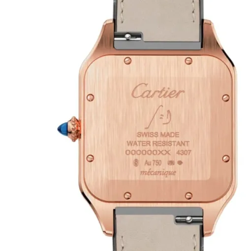 Cartier Santos-Dumont Men Automatic Silver 18ct Rose Gold Watch WGSA0032