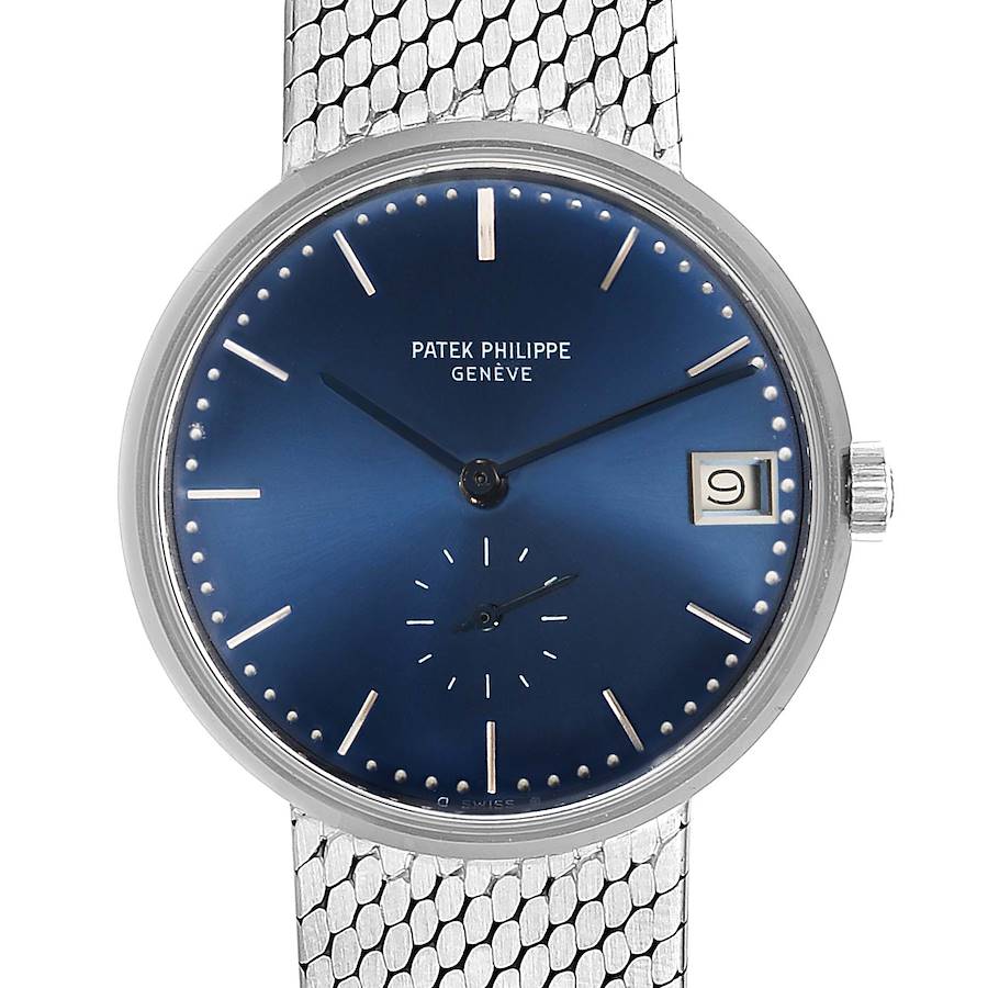 Patek Philippe Calatrava Blue Dial White Gold Vintage Automatic Watch 3514