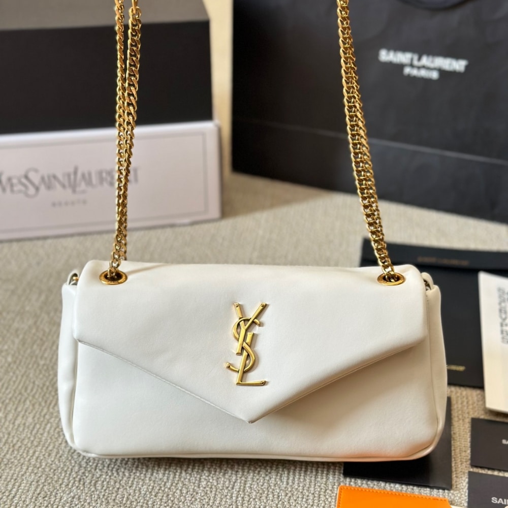 Saint Laurent Calypso Small In Plunged Blanc Vintage 27Cm 734153Aacqo9227