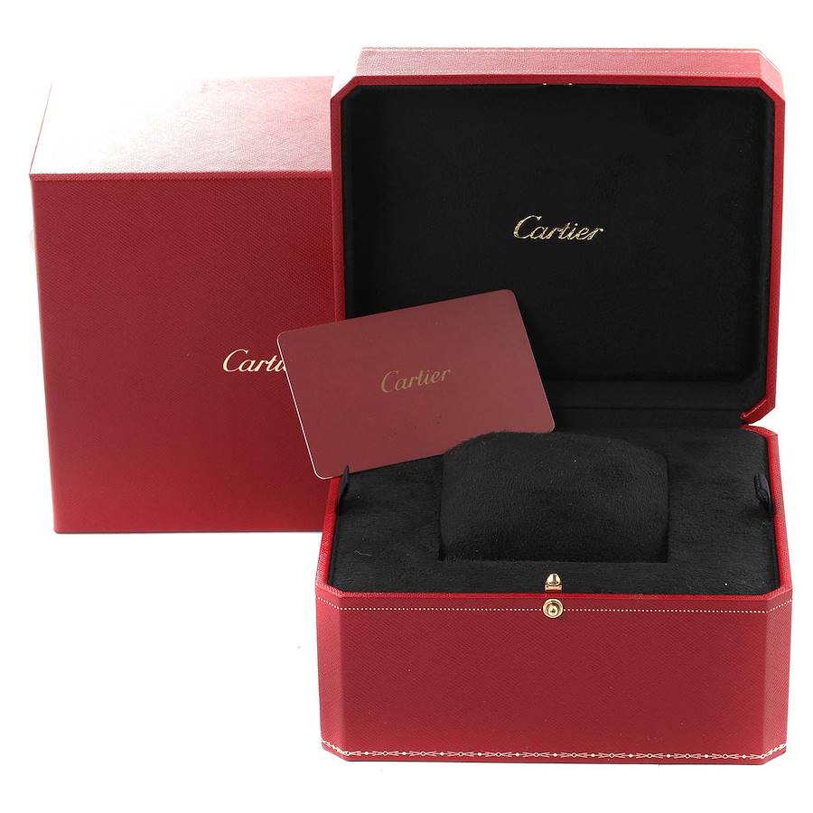 Cartier Santos Dumont Rose Gold Silver Dial Diamond Mens Watch WJSA0018