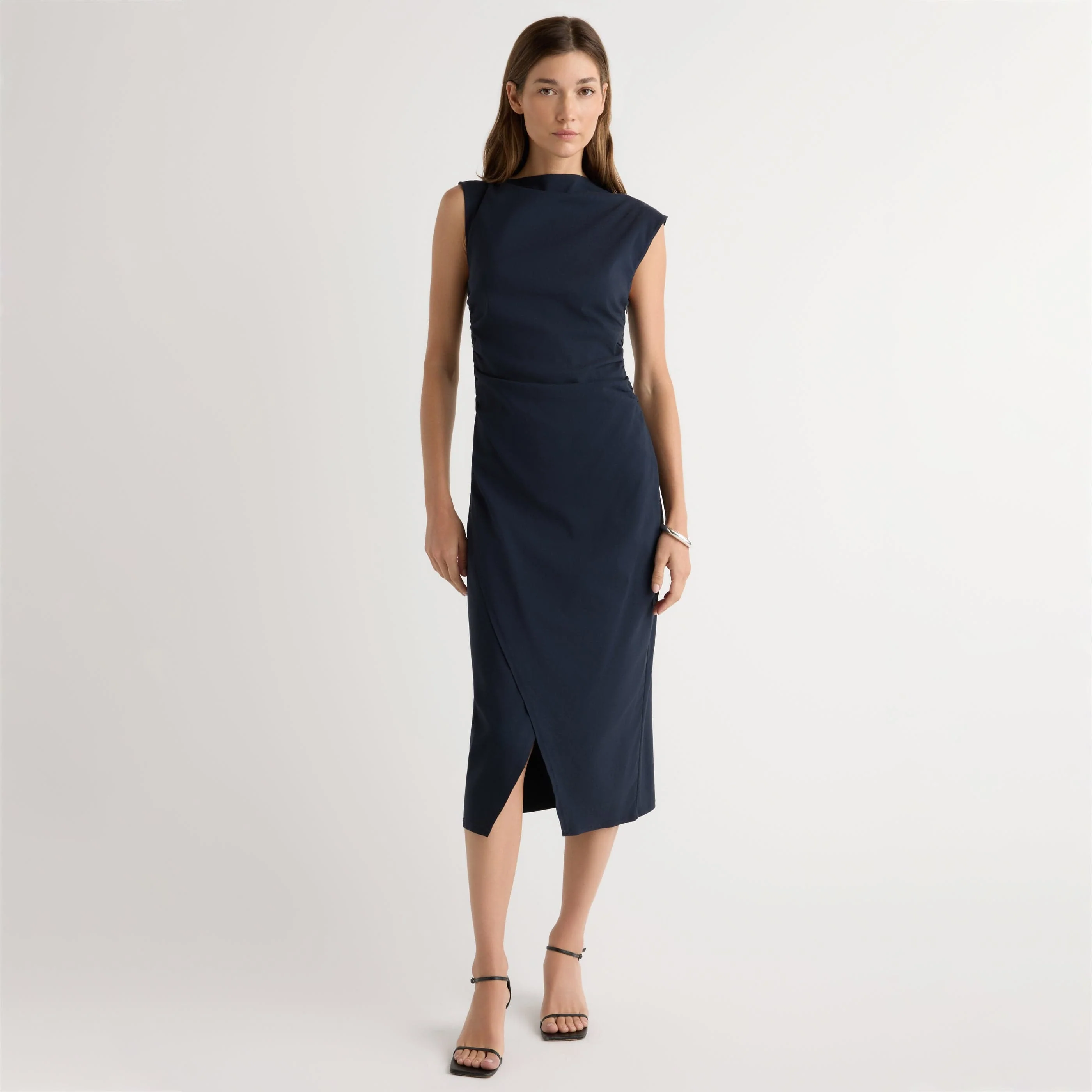 Manon Asymmetric-Neck Ruched Dress