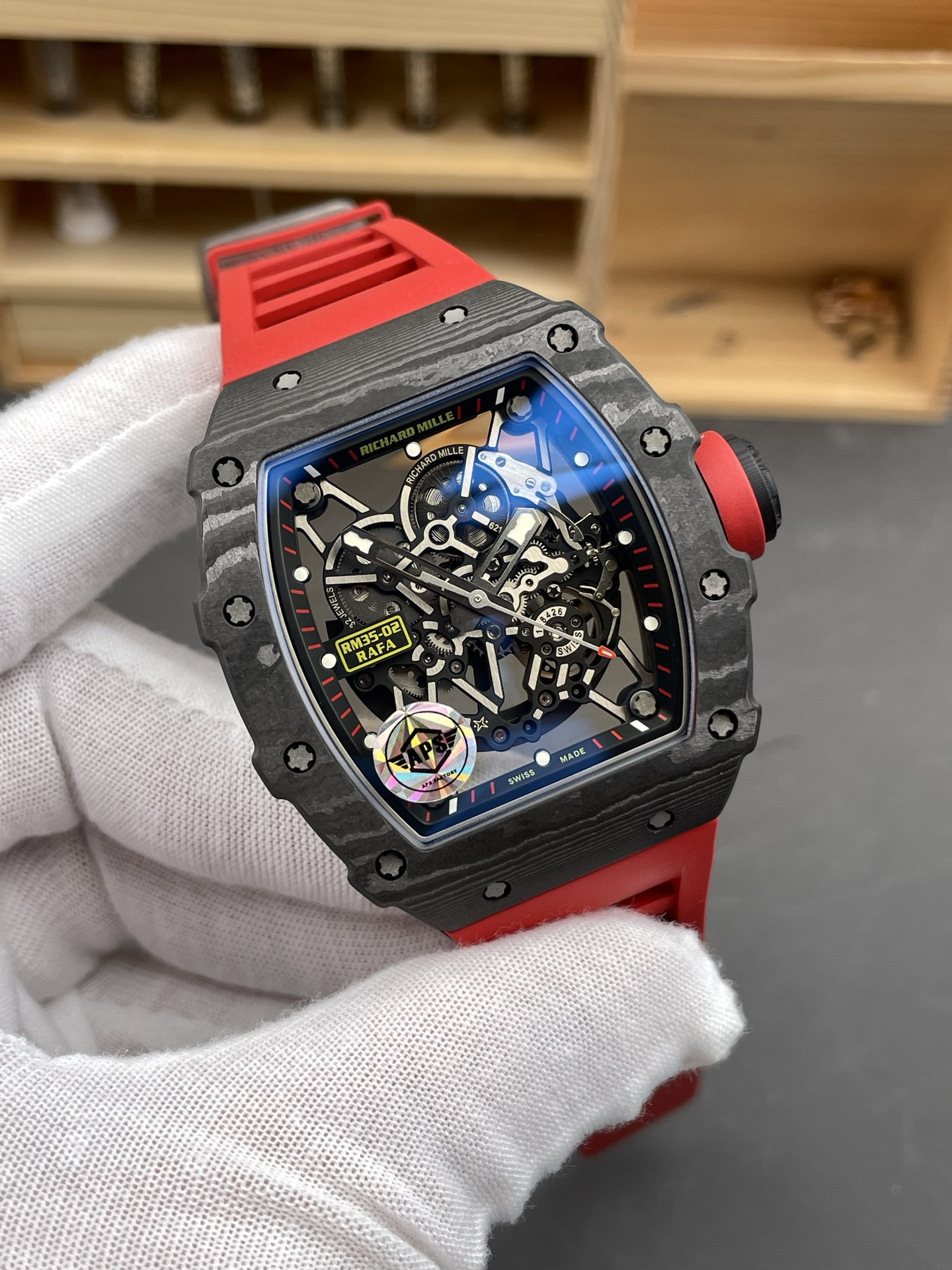 RM35-02 Carbon Fiber Red Bezel APS Factory