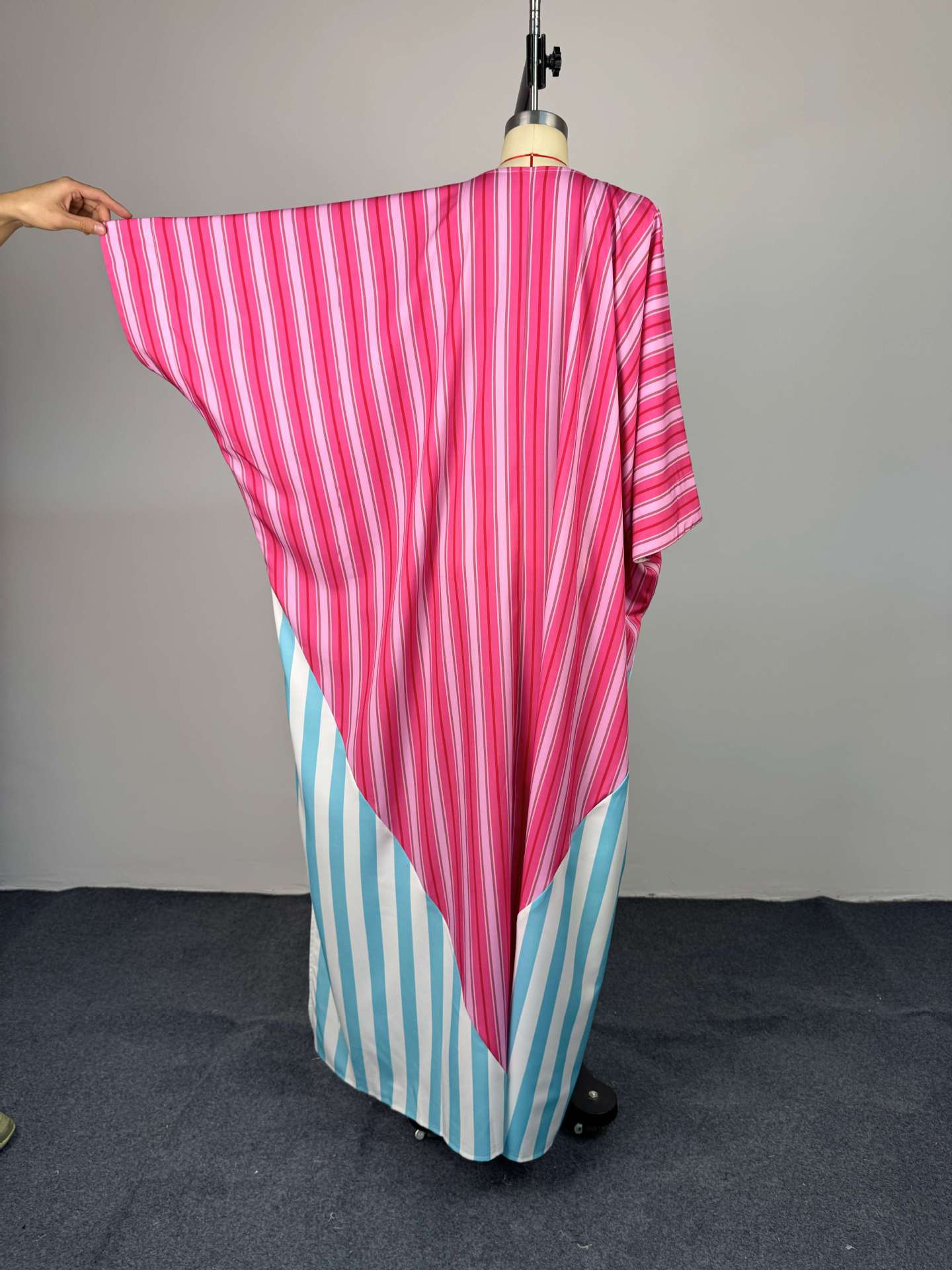 Women African Spring V-Neck Striped Maxi Dress