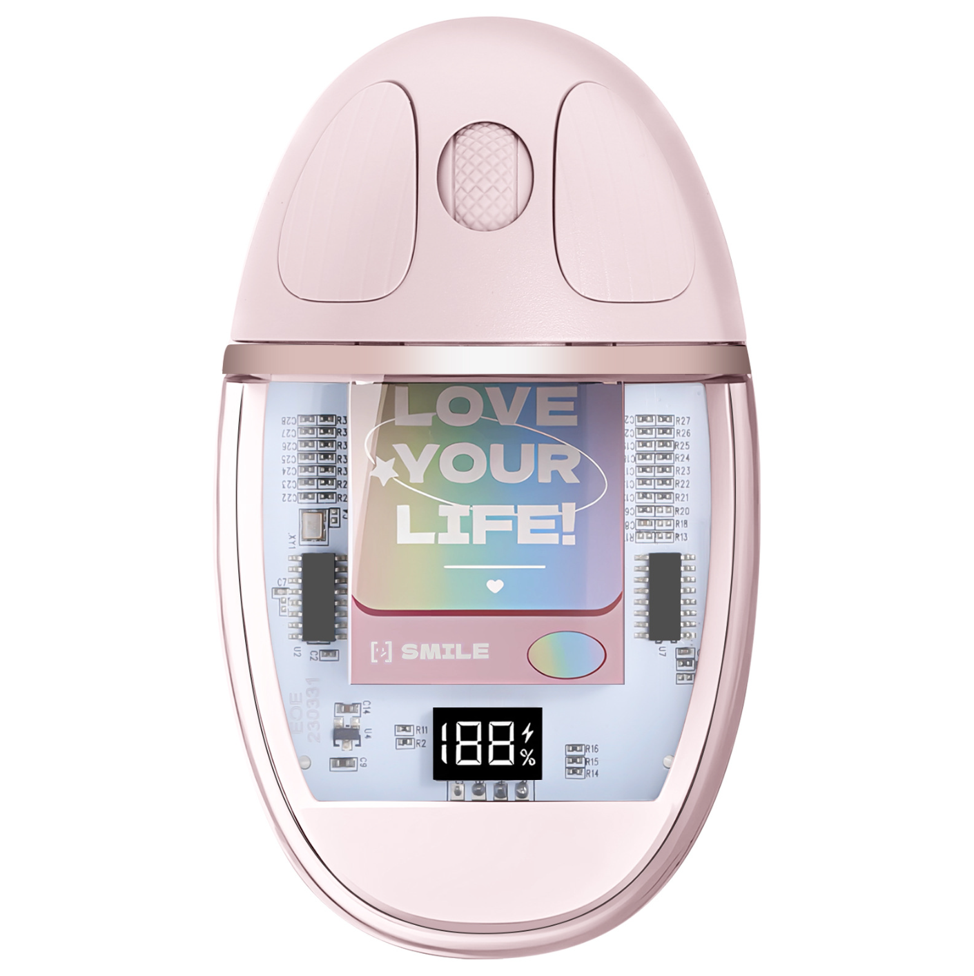 Transparent Wireless Mouse with LED Power Display