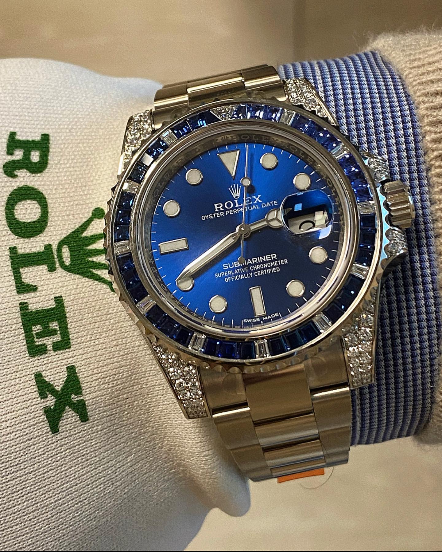 Rolex Submariner Date 116659 SABR 18K White Gold Diamonds Sapphires Unworn