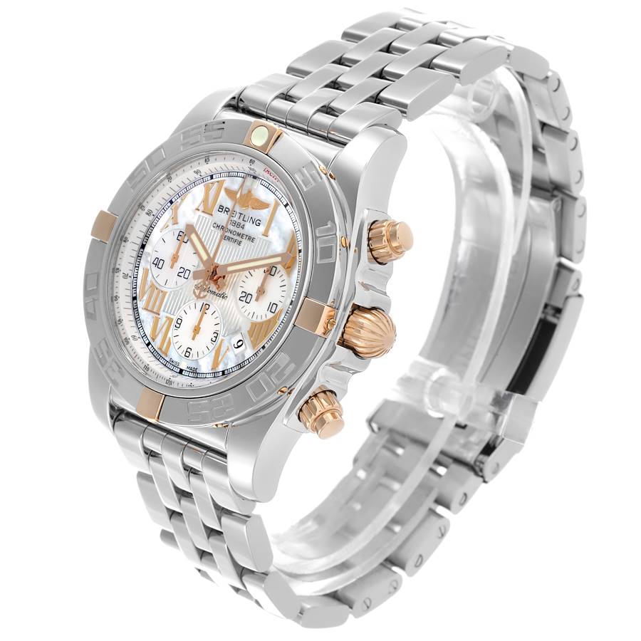 Breitling Chronomat MOP Dial Steel Rose Gold Mens Watch IB0110