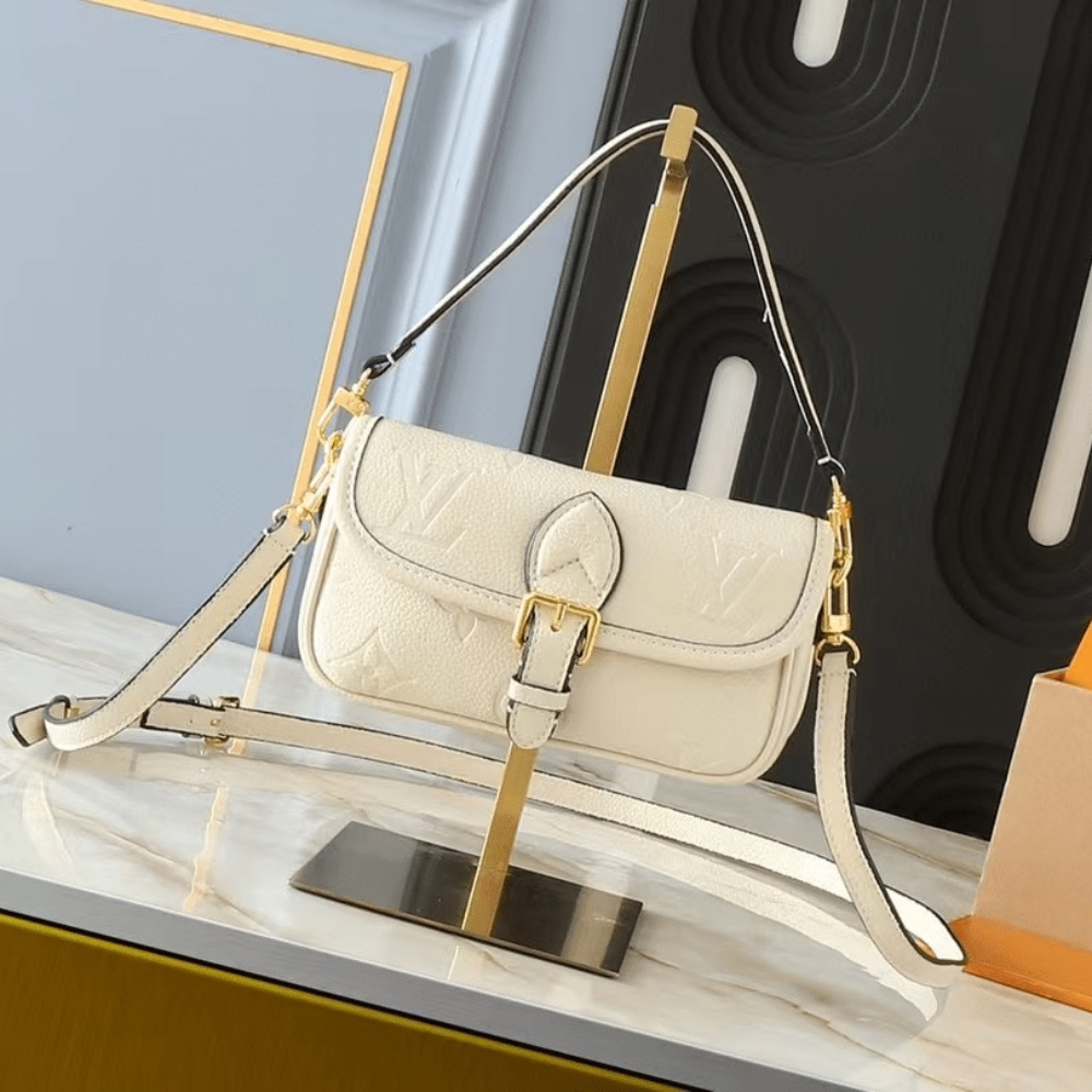 Louis Vuitton Nano Diane Monogram Empreinte Leather Cream 19Cm