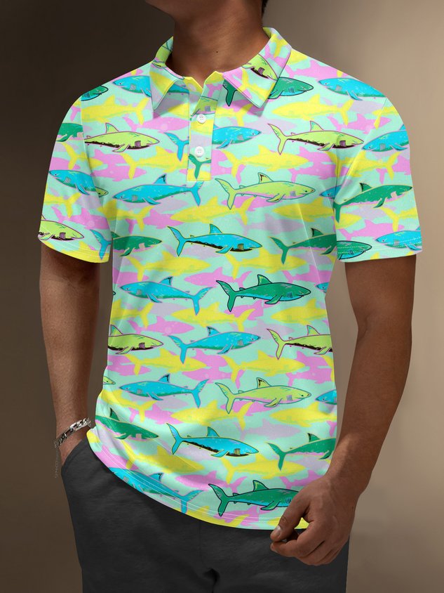Moisture Wicking Shark Ocean Golf Polo