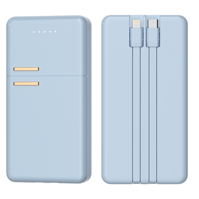 Creative Refrigerator Power Bank with 10000mAh Built-in Cable