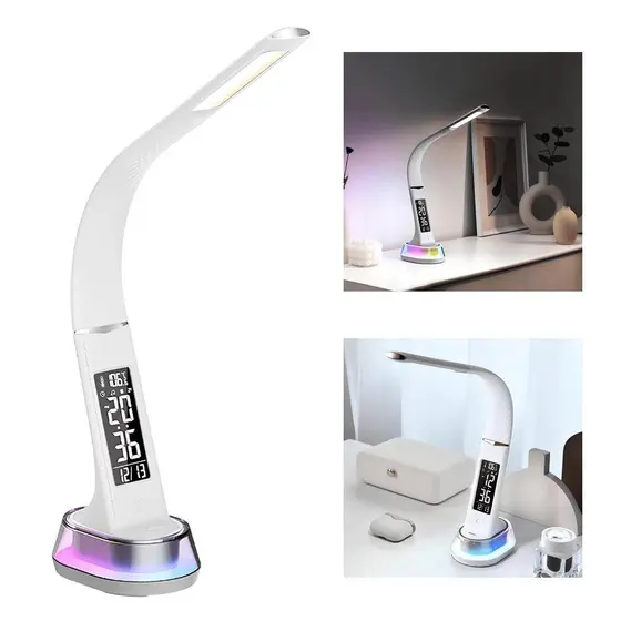 Flexible LED Desk Lamp with Clock