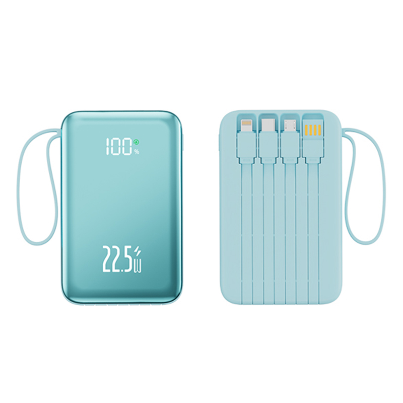 New Mini 10000mAh Power Bank with Built-in Cables