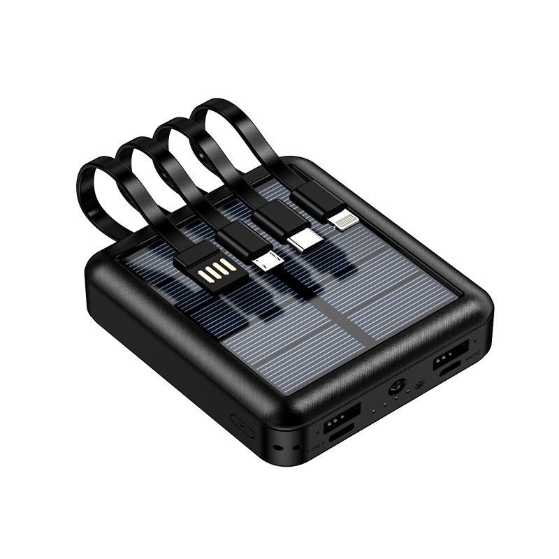 Mini Solar Power Bank with Built-in Cable