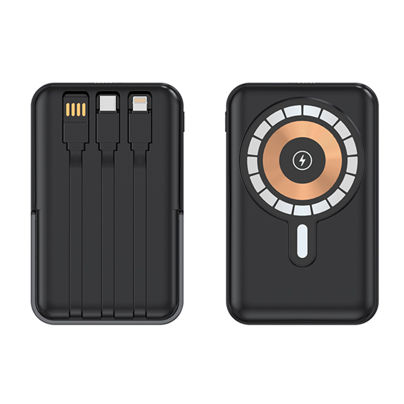 Magnetic Built-in Cable and Bracket Wireless Fast Charging Power Bank
