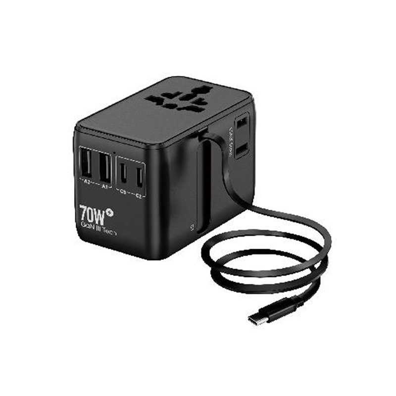 GaN travel adapter Comes with Type-C Retractable Charging Cable