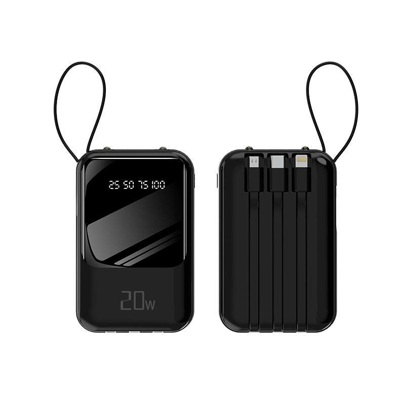 10000mAh Mobile Power Bank with 3-Wire LED Display Flashlight Lanyard