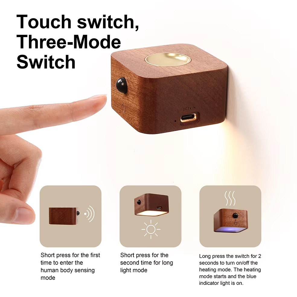 Wood Grain LED Night Lamp
