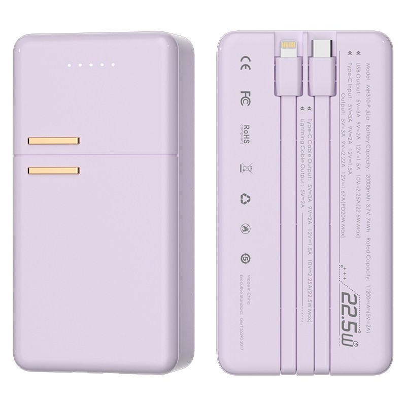 Creative Refrigerator Power Bank with 10000mAh Built-in Cable
