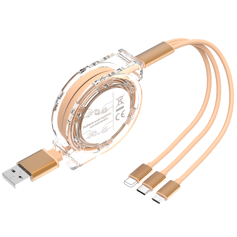 Crystal 3-in-1 Retractable Data Cable