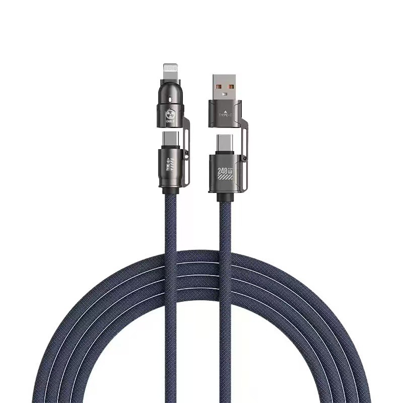 240W Fast-Charging 4-in-1 Braided Mobile Data Cable