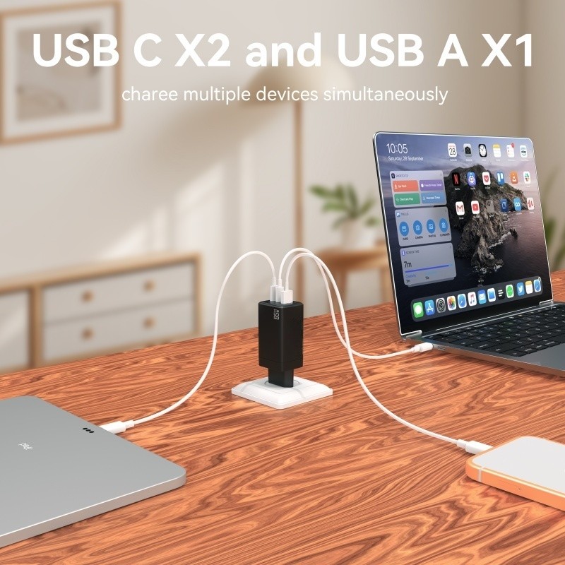 65w Black Gan Wall charger 2C +1A