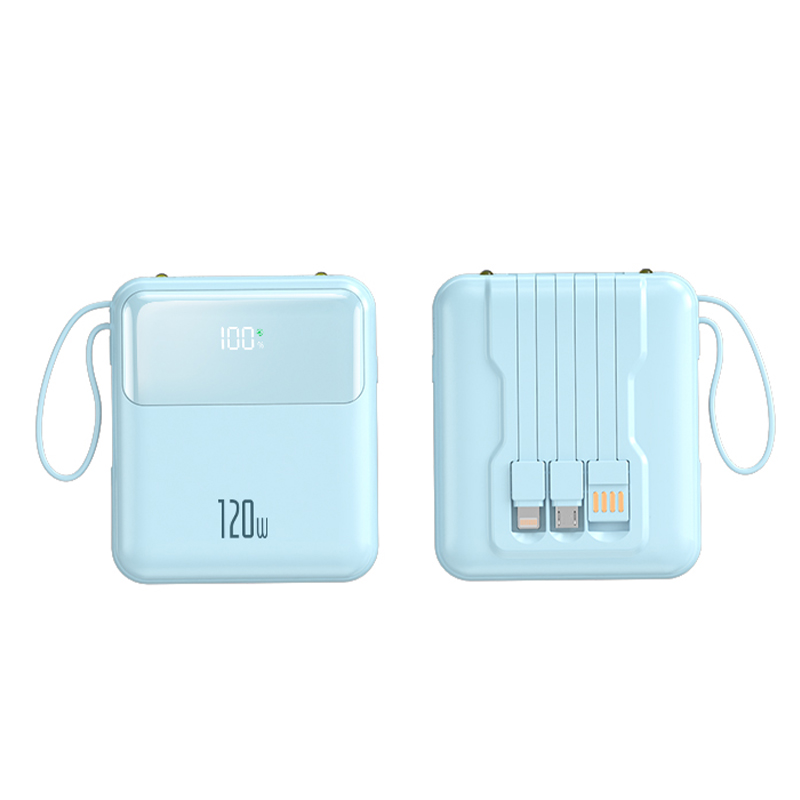 Mini Comes with Four Wire Portable Power Bank, Intelligent Digital Display
