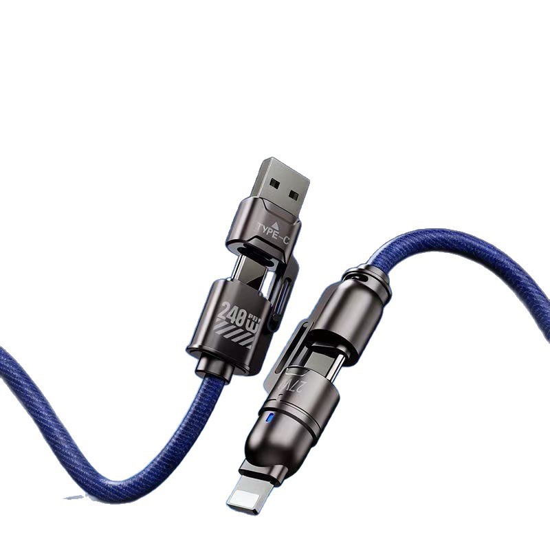 240W Fast-Charging 4-in-1 Braided Mobile Data Cable