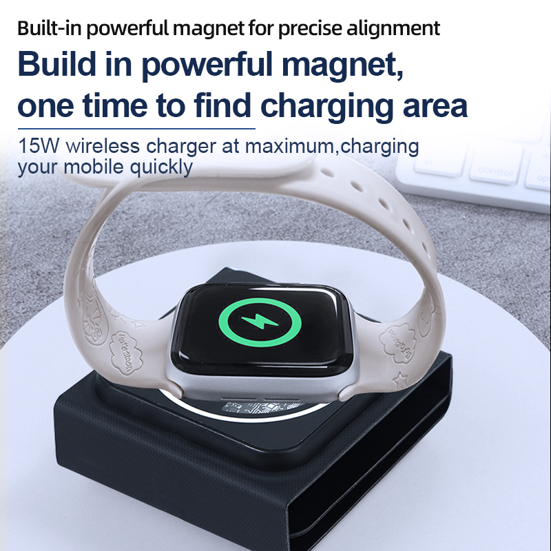 Three and One Fold Leather Magnetic Wireless Charging