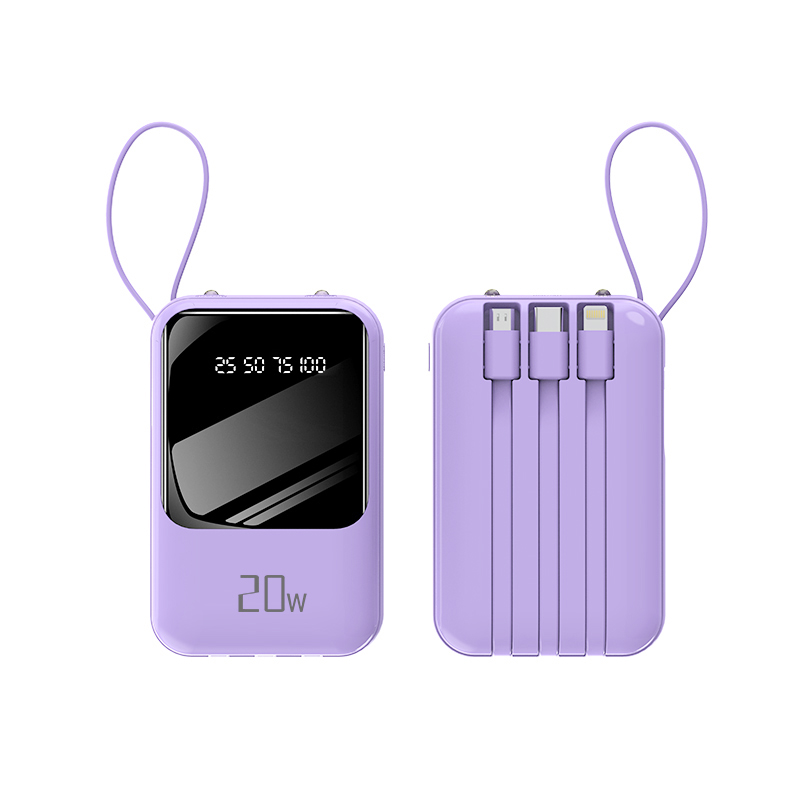 10000mAh Mobile Power Bank with 3-Wire LED Display Flashlight Lanyard