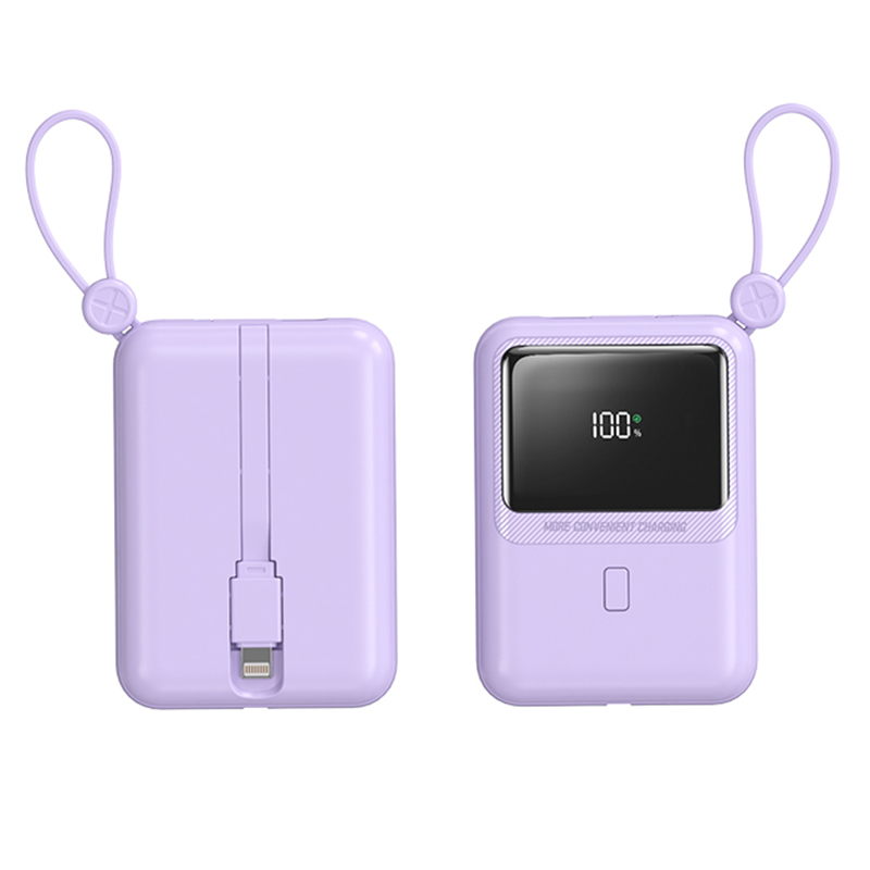 New 120W Mini Compact Power Bank with Built-in 10000mAh Cable