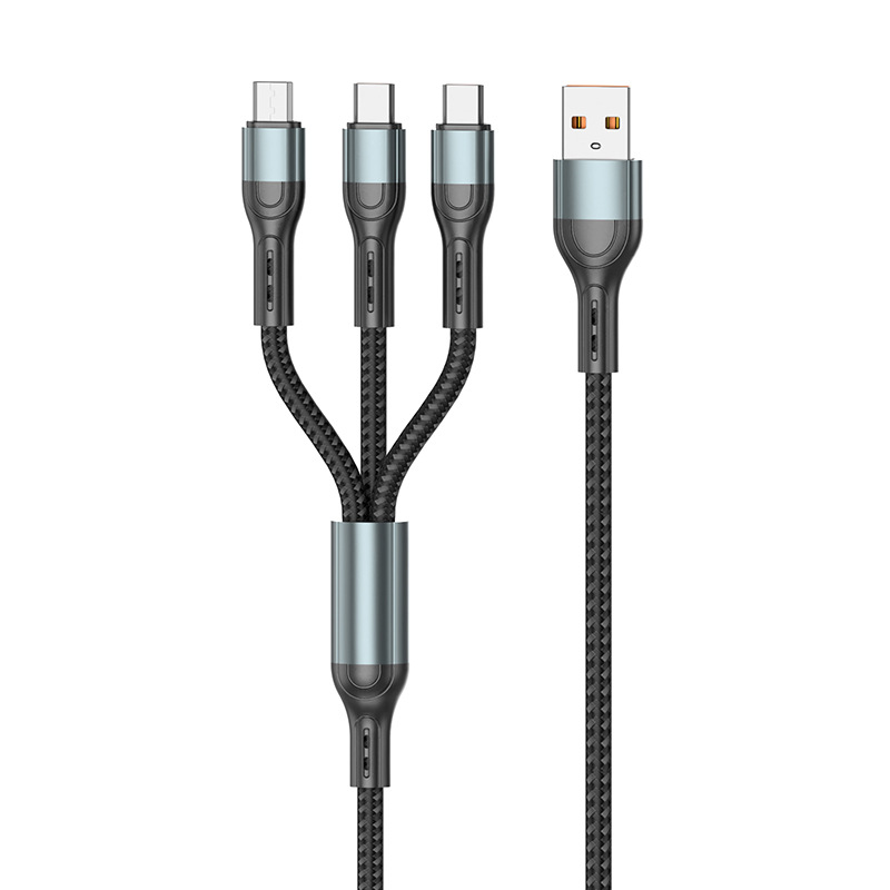 120W Fast-Charging 3-in-1 Braided Data Cable