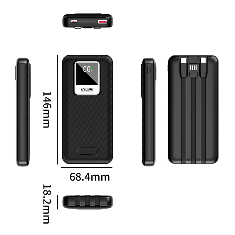 1000mAh Portable Power Bank Built-in Cable