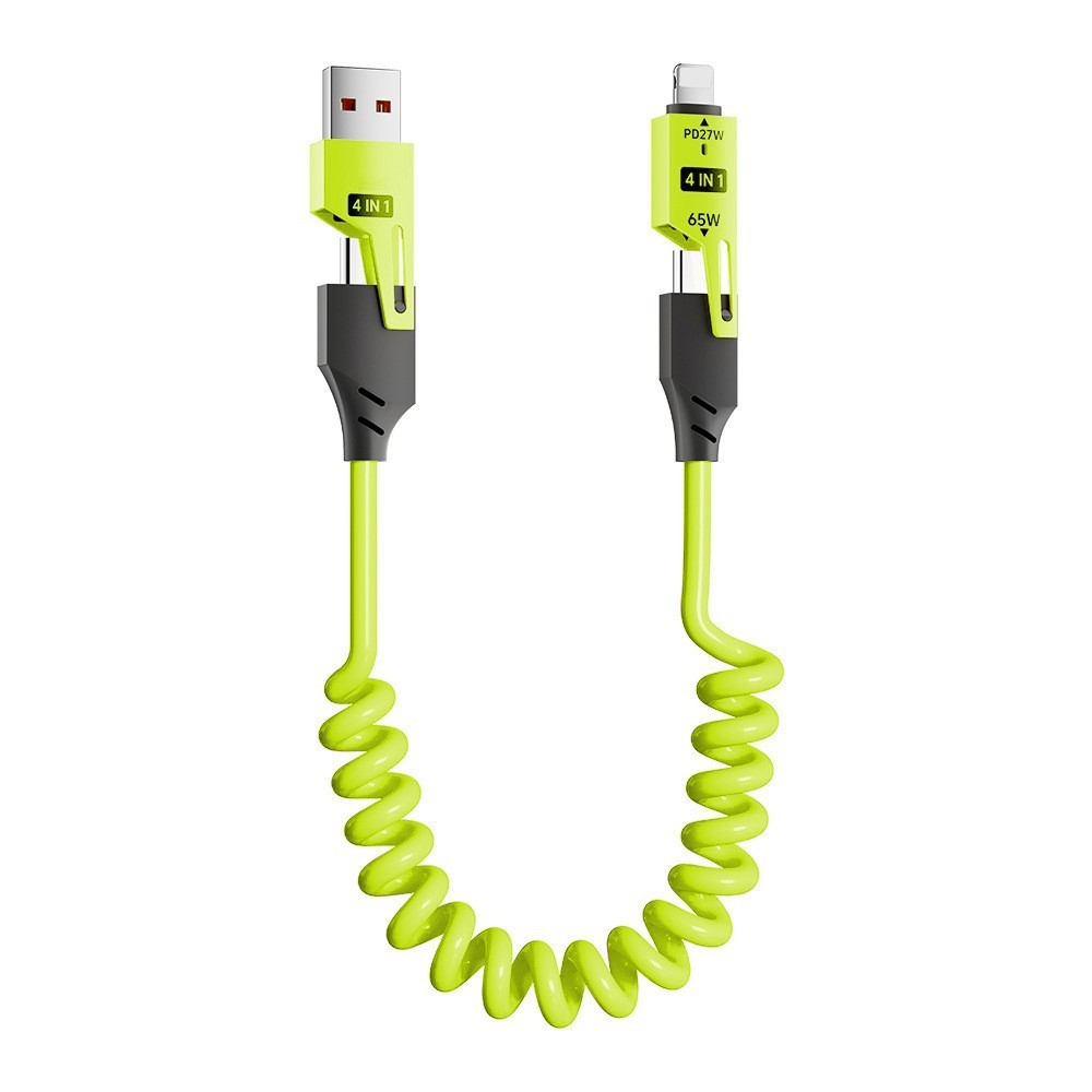 High-Power 4in1 65W Spring Retractable Cable