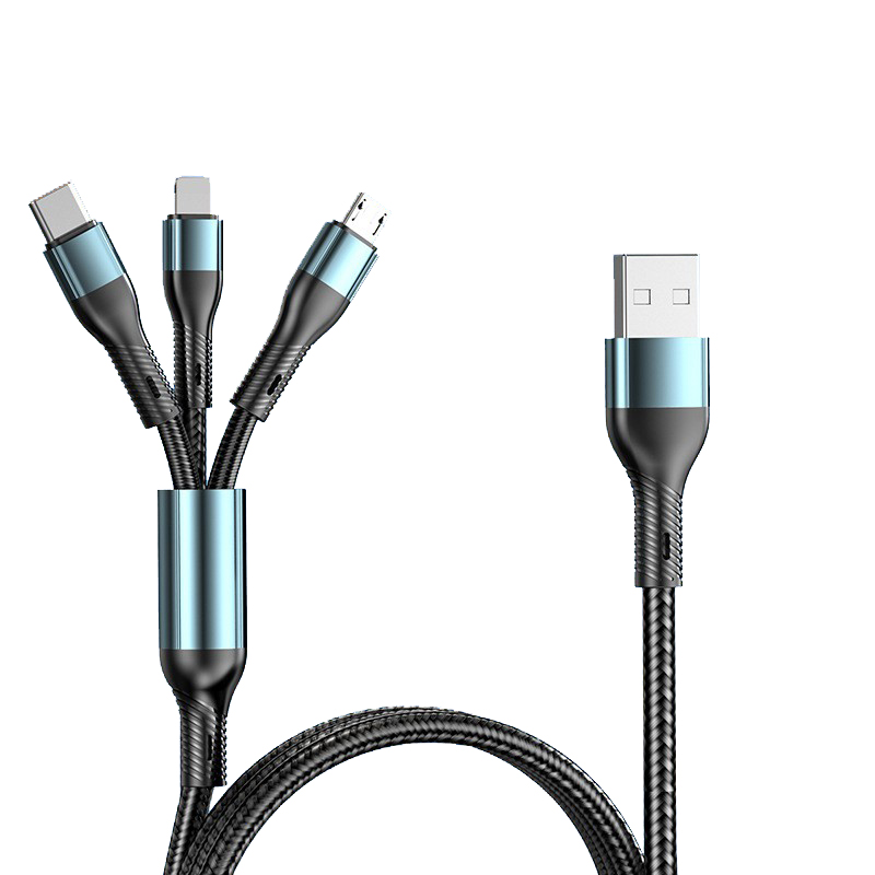 120W Fast-Charging 3-in-1 Braided Data Cable