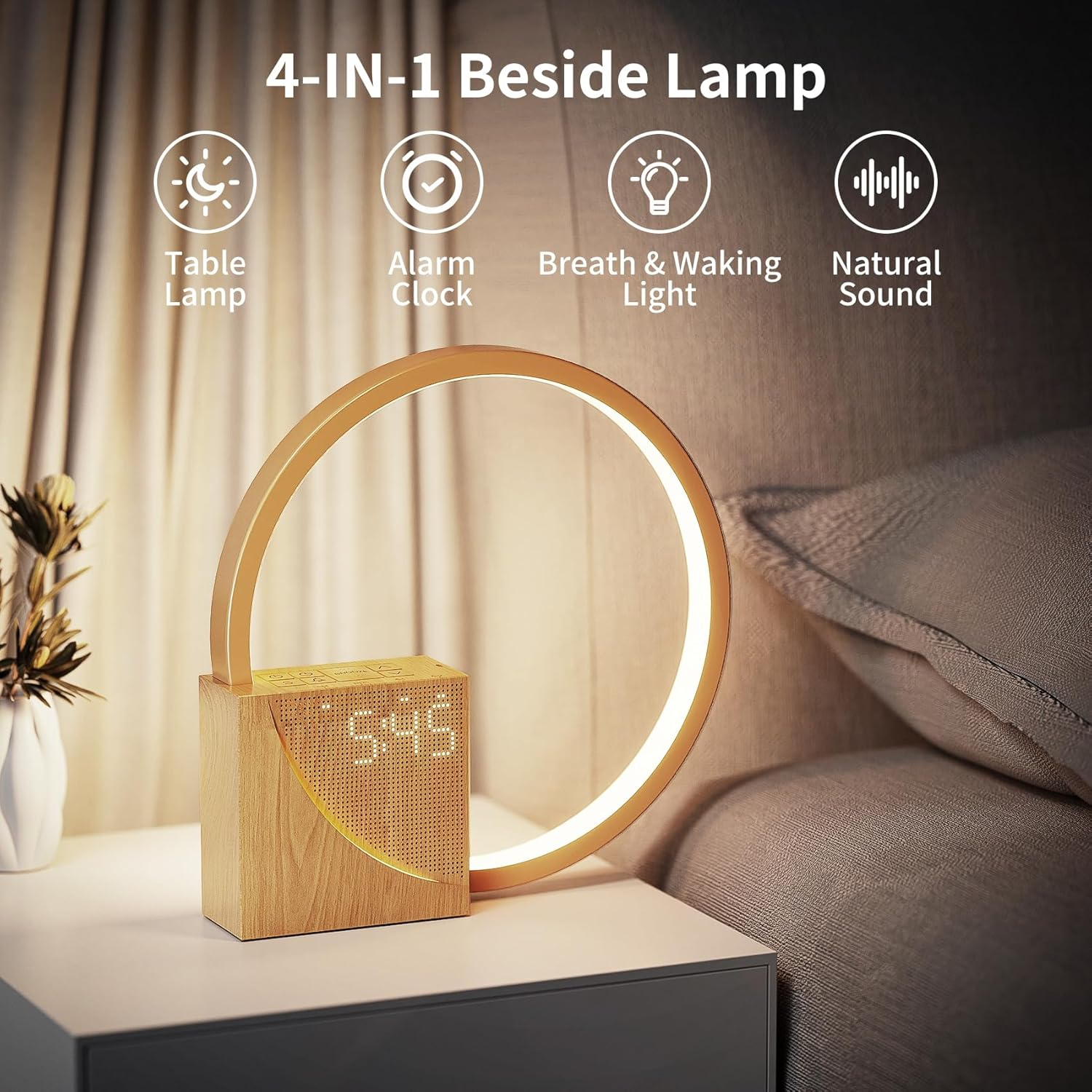 Wood Grain Ring LED Clock