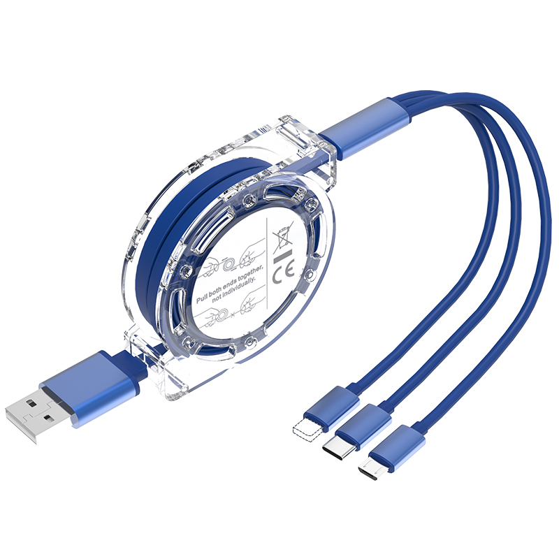 Crystal 3-in-1 Retractable Data Cable