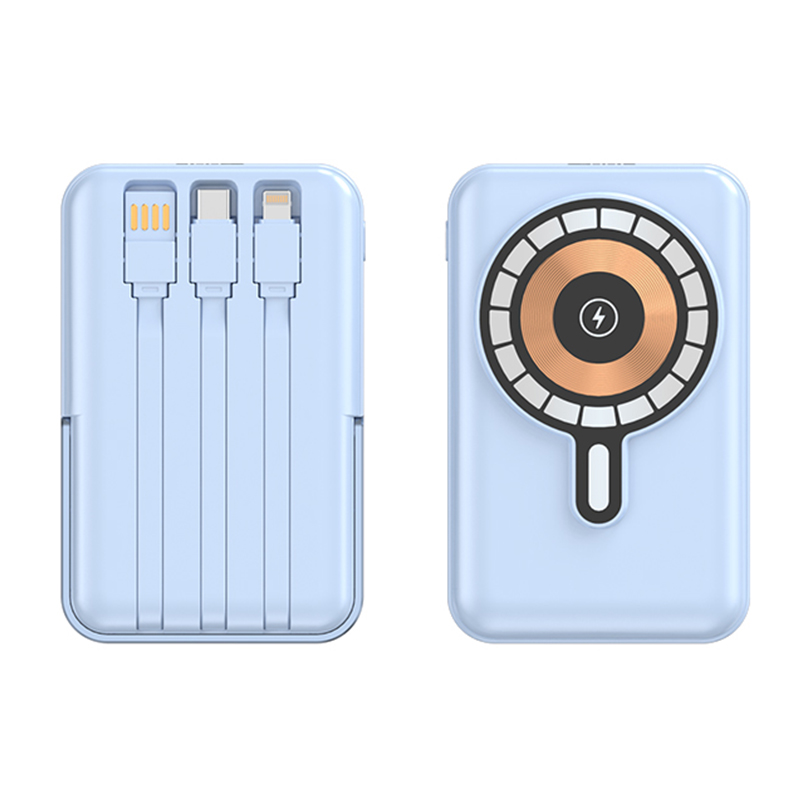 Magnetic Built-in Cable and Bracket Wireless Fast Charging Power Bank