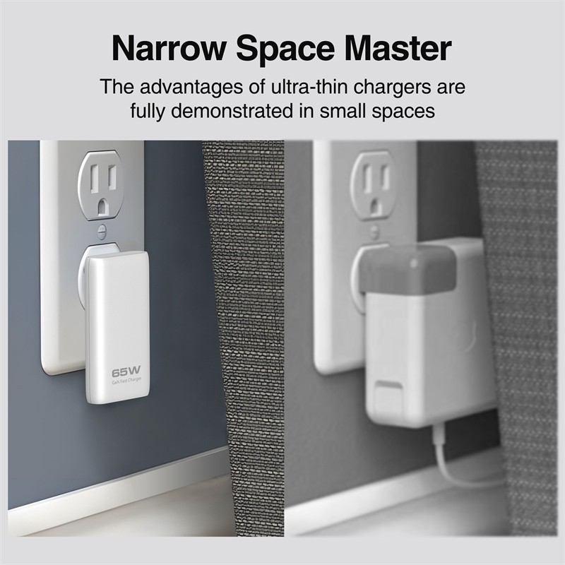 Foldable Walll charger 65W 1C+1A ultra thin