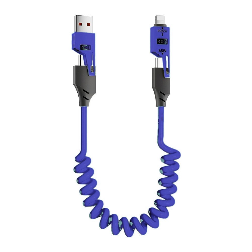 High-Power 4in1 65W Spring Retractable Cable